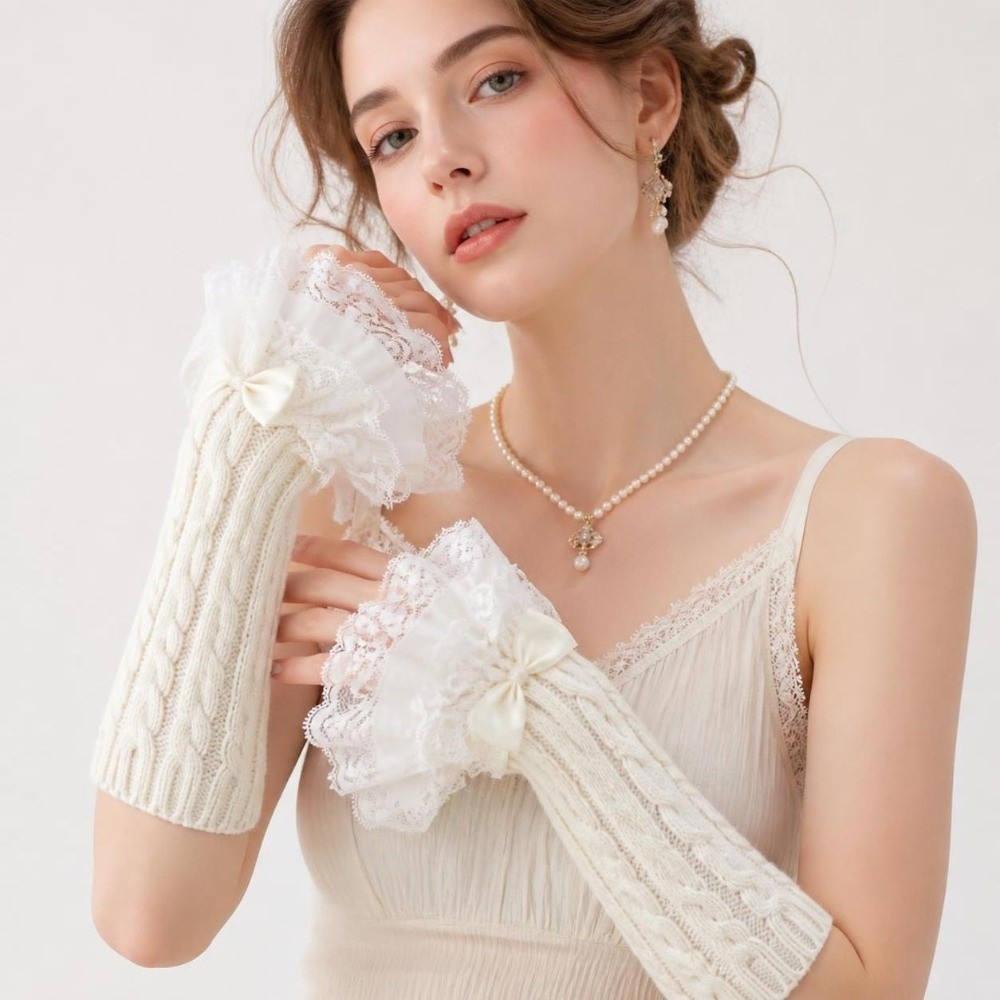 1 pasang sarung tangan renda b - Fingerless Glove Knit ulasan dan harga